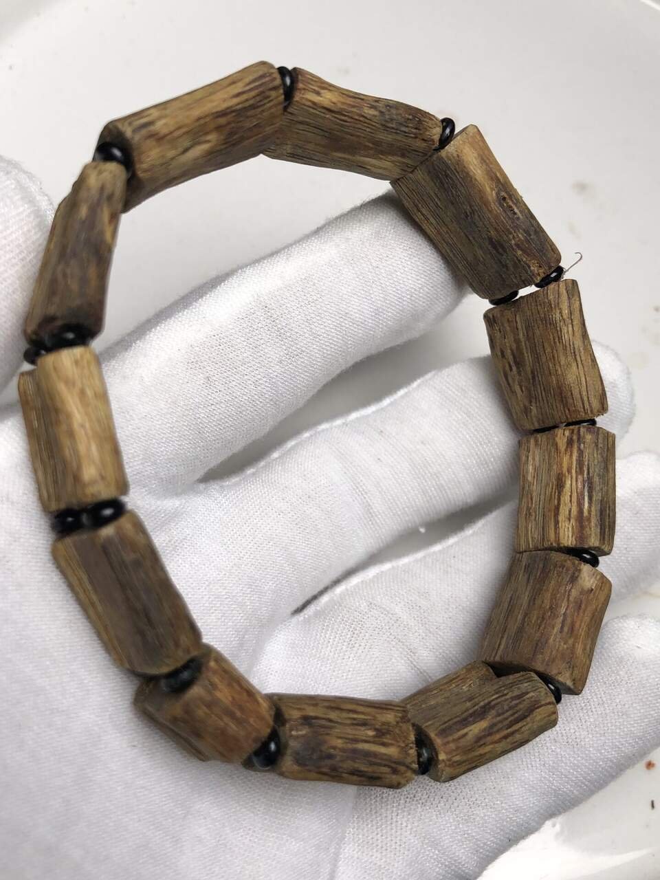 Classic Square Bead Agarwood Bracelet — Classic cushion-cut square bead agarwood bracelet — premium plantation Aquilaria sinensis wrist mala. | agarwood wholesale Guangdong China