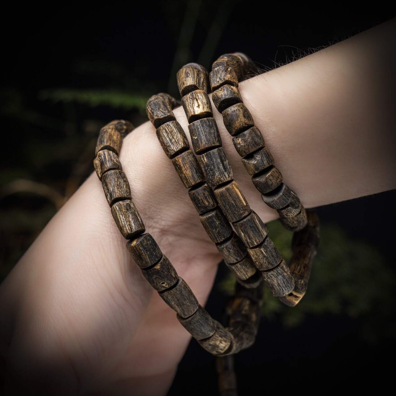Small Square Bead Agarwood Bracelet (3mm) — Delicate 3mm small square bead agarwood bracelet — micro Aquilaria sinensis wrist jewellery. | agarwood wholesale Guangdong China